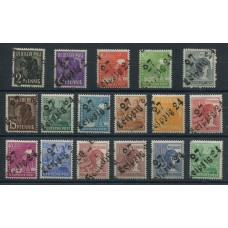 ALEMANIA ESTAMPILLA SEGUNDA GUERRA MUNDIAL OCUPACION SOVIETICA SOBRECARGAS LOCALES BEZIRK 27 1948 SERIE COMPLETA NUEVA CON GOMA MI. 166/81 + A179 MUY RARA COMPLETA 130 EUROS